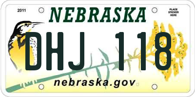 NE license plate DHJ118