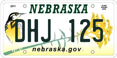 NE license plate DHJ125