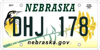 NE license plate DHJ178