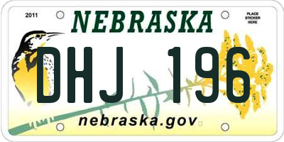 NE license plate DHJ196