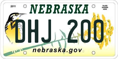 NE license plate DHJ200
