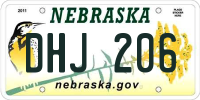 NE license plate DHJ206