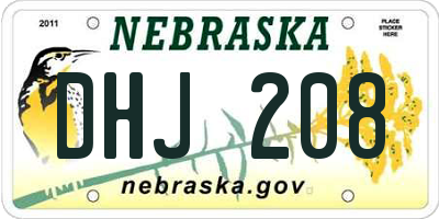 NE license plate DHJ208