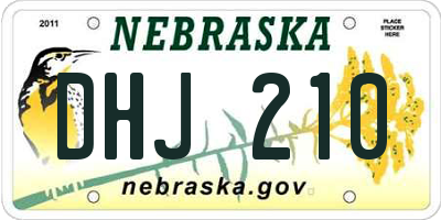 NE license plate DHJ210