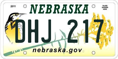 NE license plate DHJ217