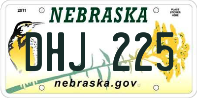 NE license plate DHJ225