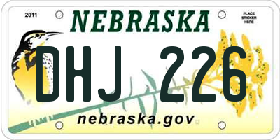 NE license plate DHJ226