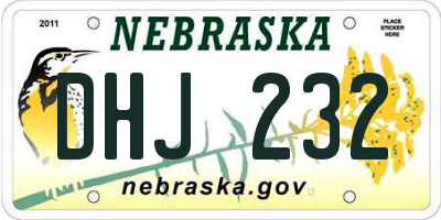 NE license plate DHJ232