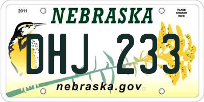 NE license plate DHJ233