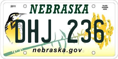 NE license plate DHJ236