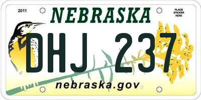 NE license plate DHJ237