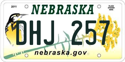NE license plate DHJ257
