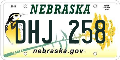 NE license plate DHJ258