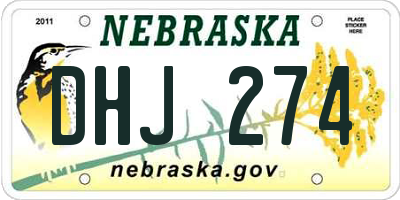 NE license plate DHJ274