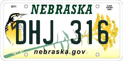 NE license plate DHJ316