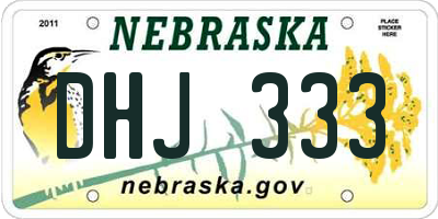 NE license plate DHJ333