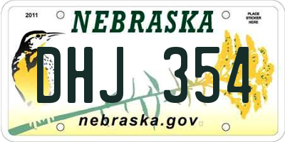 NE license plate DHJ354