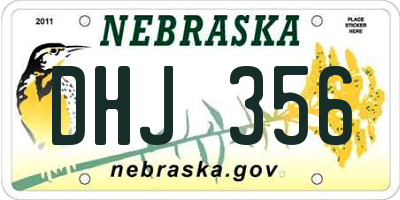 NE license plate DHJ356