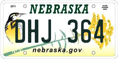 NE license plate DHJ364