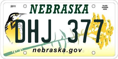 NE license plate DHJ377