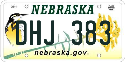 NE license plate DHJ383