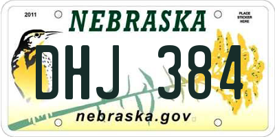 NE license plate DHJ384