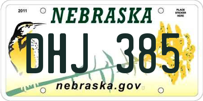 NE license plate DHJ385