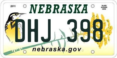 NE license plate DHJ398