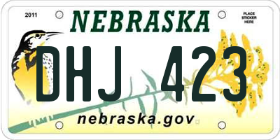 NE license plate DHJ423