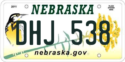NE license plate DHJ538