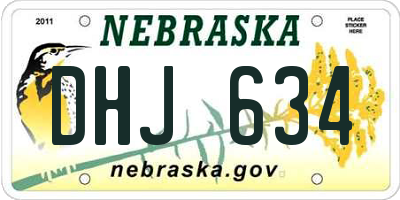 NE license plate DHJ634