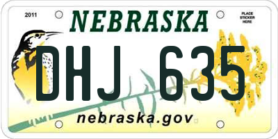 NE license plate DHJ635