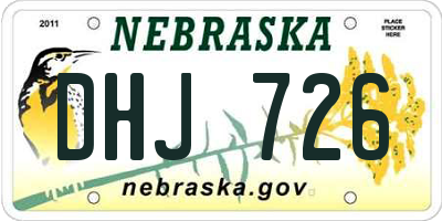 NE license plate DHJ726