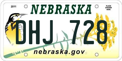 NE license plate DHJ728