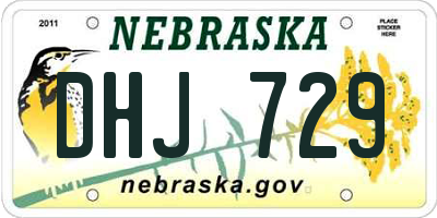 NE license plate DHJ729