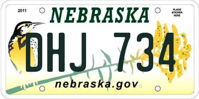 NE license plate DHJ734