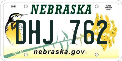 NE license plate DHJ762