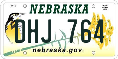 NE license plate DHJ764