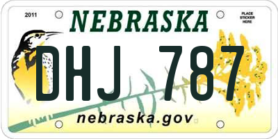 NE license plate DHJ787