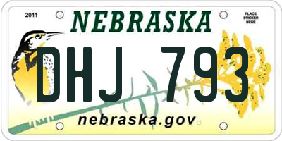 NE license plate DHJ793