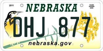 NE license plate DHJ877