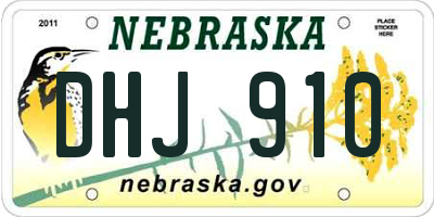 NE license plate DHJ910