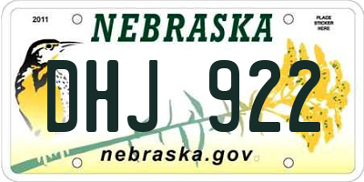 NE license plate DHJ922