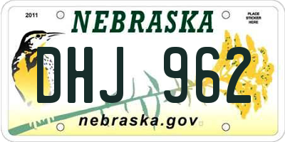 NE license plate DHJ962