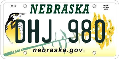 NE license plate DHJ980