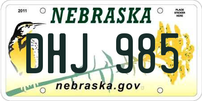 NE license plate DHJ985