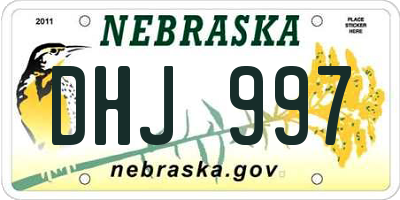 NE license plate DHJ997
