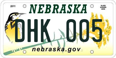 NE license plate DHK005