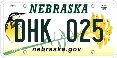 NE license plate DHK025