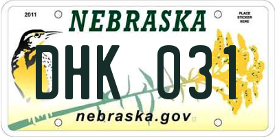 NE license plate DHK031